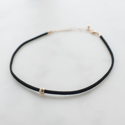 Black Choker Gold Bead